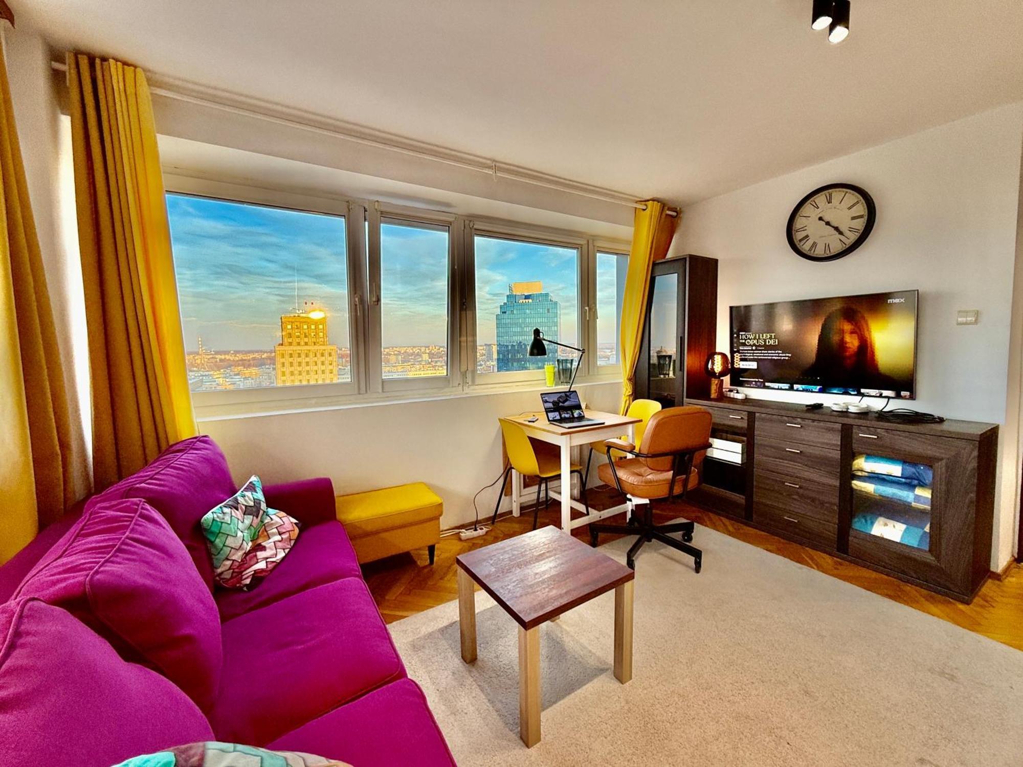 Super Apartment Yellow 2X Metro Fast Wifi 1 Gbs Netflix Panorama Miasta Warsaw Exterior photo