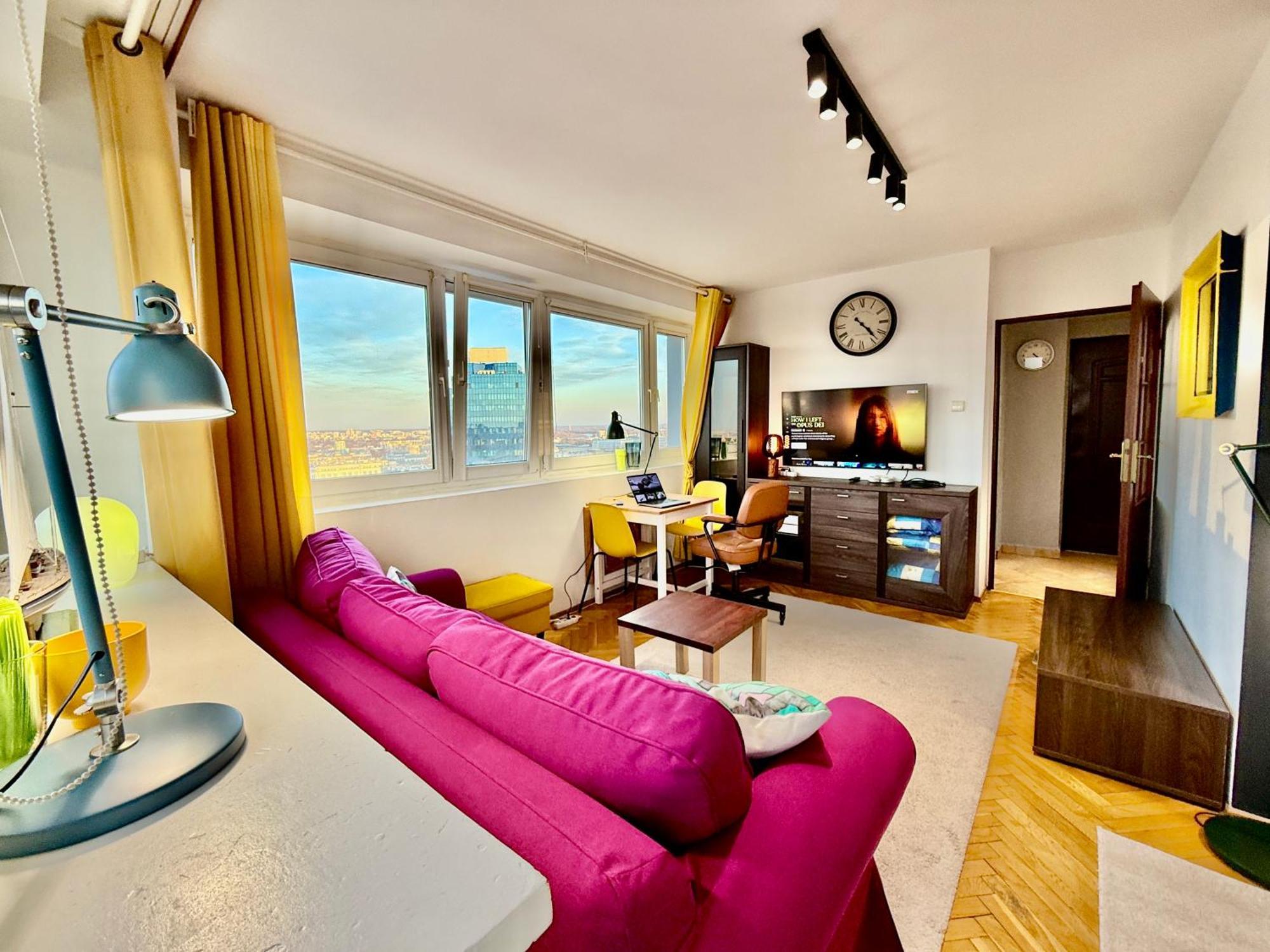Super Apartment Yellow 2X Metro Fast Wifi 1 Gbs Netflix Panorama Miasta Warsaw Exterior photo