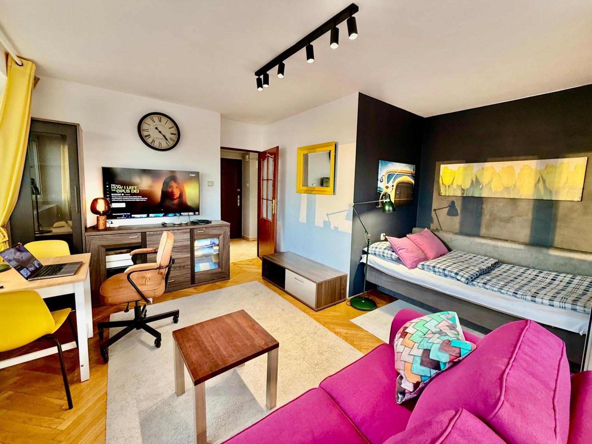 Super Apartment Yellow 2X Metro Fast Wifi 1 Gbs Netflix Panorama Miasta Warsaw Exterior photo